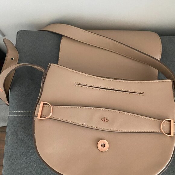 Nica Mila UK Designer Brand Saddle Across Body Mini Bag Mink Adjustable Strap - Picture 3 of 8